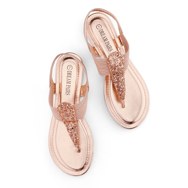 Elastic Gladiator Flat Sandals - CHAMPAGNE GOLD - 3